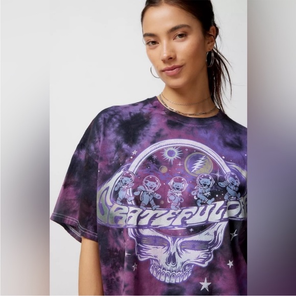 NWT Urban Outfitters Grateful Dead Space Bears Tie-Dye T-Shirt Dress - Picture 3 of 8